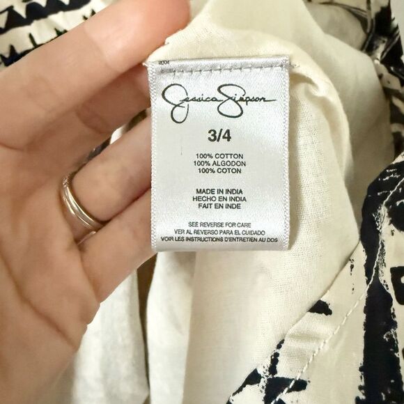 Jessica Simpson Fit & Flare Dress with Back Cutout in Black & Tan Tribal - 3/4 - Picture 6 of 6